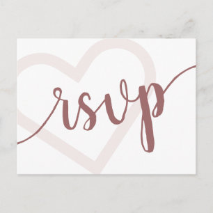Baby Heart Desert Rose Taupe Script RSVP Entree Postcard