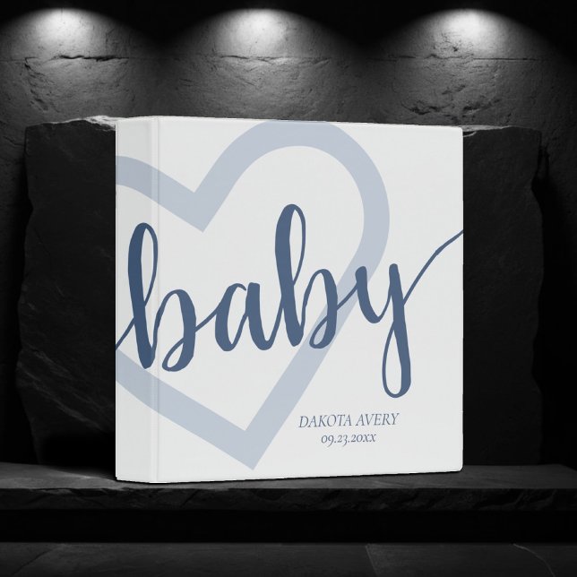Baby Heart | Dusty Blue Script Photo Scrapbook 3 Ring Binder (Creator Uploaded)