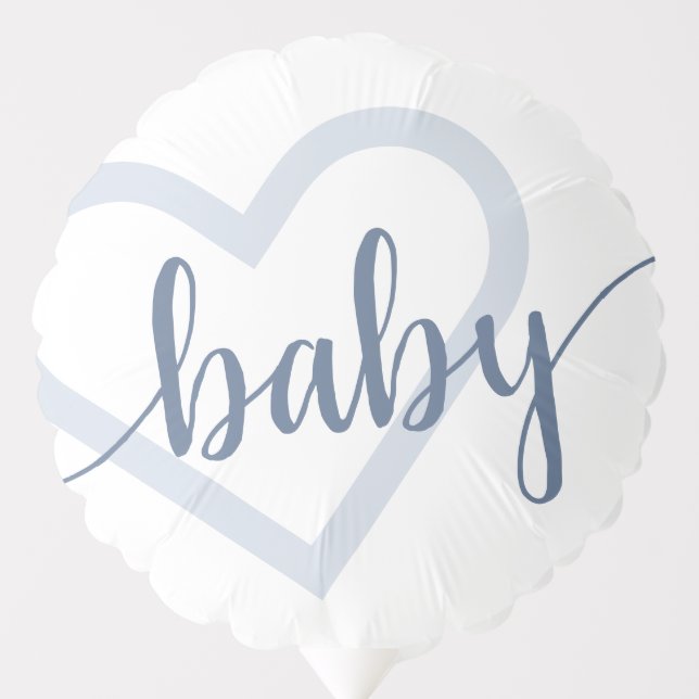 Baby Heart | Dusty Slate Blue Flourish Script Balloon (Front)