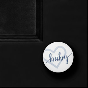 Baby Heart Dusty Slate Blue Flourish Script Ceramic Knob