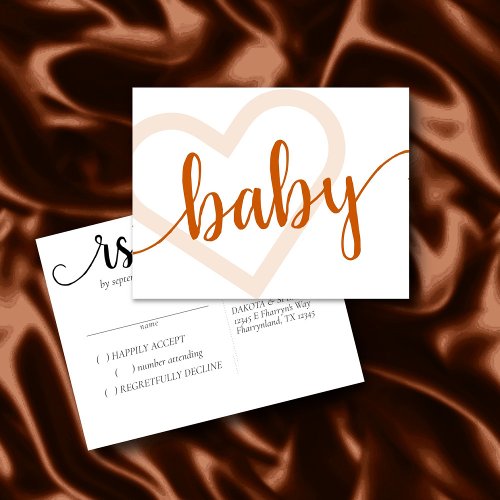 Baby Heart  Fall Burnt Orange Flourish Response Postcard