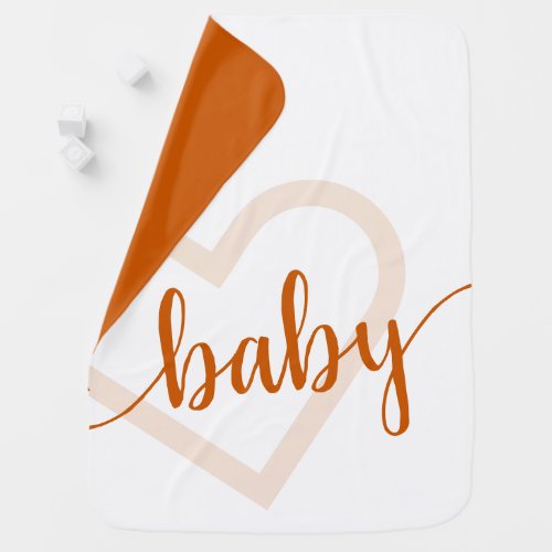 Baby Heart  Fall Burnt Orange Flourish Script Baby Blanket