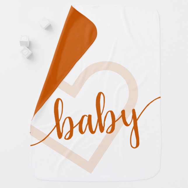 Baby Heart | Fall Burnt Orange Flourish Script Baby Blanket (In Situ)