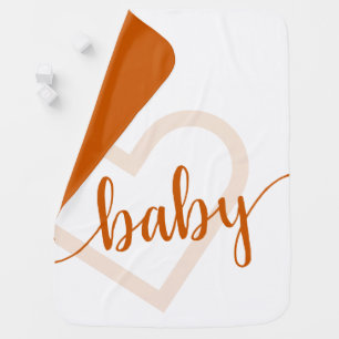 Baby Heart Fall Burnt Orange Flourish Script Blanket