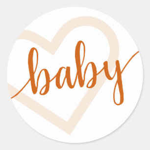 Baby Heart   Fall Burnt Orange Flourish Script Classic Round Sticker