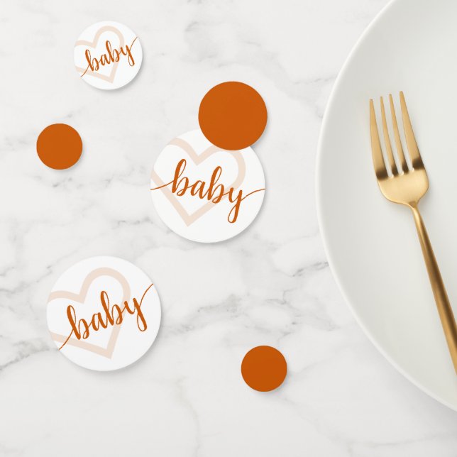Baby Heart | Fall Burnt Orange Flourish Script  Confetti (Group)