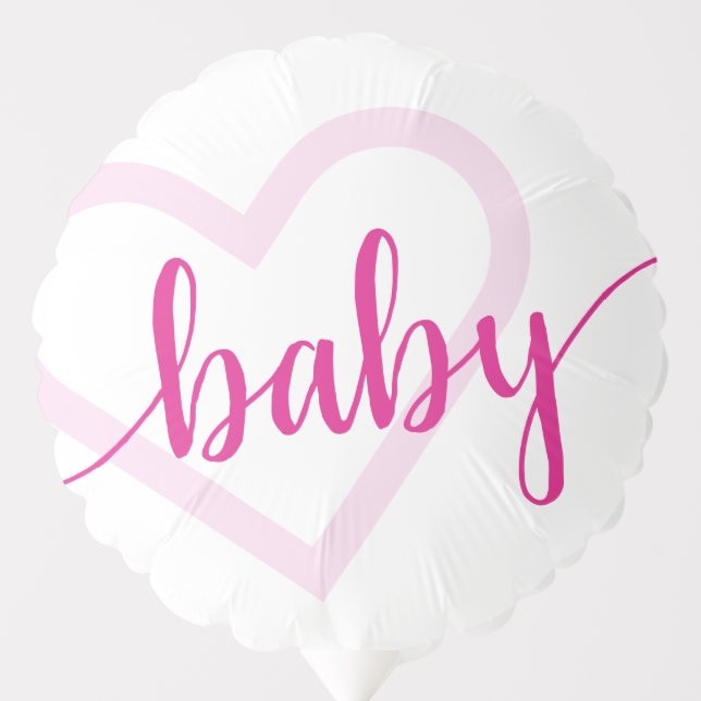 Baby Heart | Hot Pink Magenta Flourish Script Balloon (Front)
