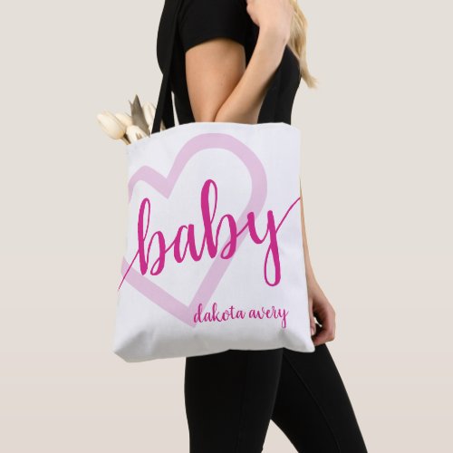 Baby Heart  Hot Pink Magenta Flourish Script Tote Bag