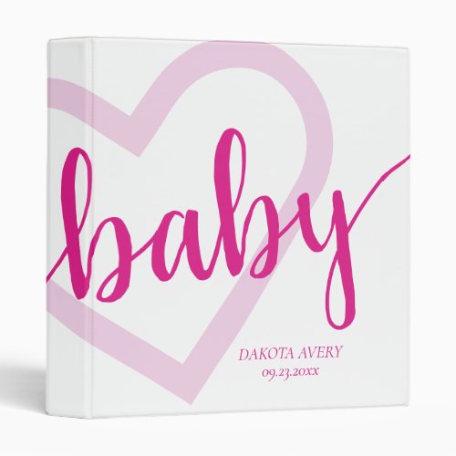 Baby Heart  Hot Pink Scrapbook Photo Album 3 Ring Binder