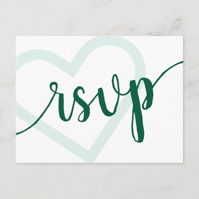 Baby Heart | Hunter Green Shower RSVP Entree Postcard (Front)