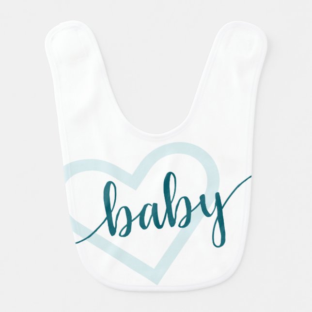 Baby Heart | Teal Dark Midnight Green Flourish  Baby Bib (Front)
