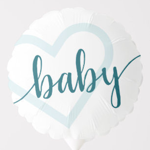 Baby Heart Teal Dark Midnight Green Flourish Balloon