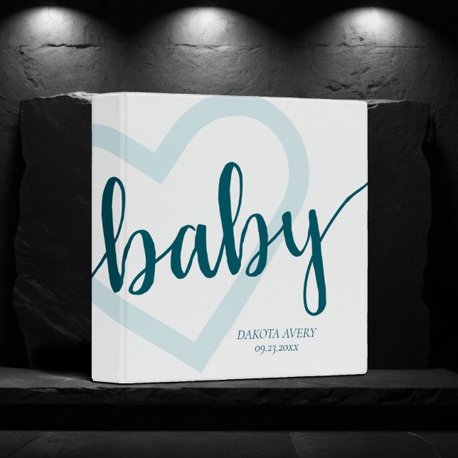 Baby Heart | Teal Midnight Green Flourish Custom 3 Ring Binder (Creator Uploaded)