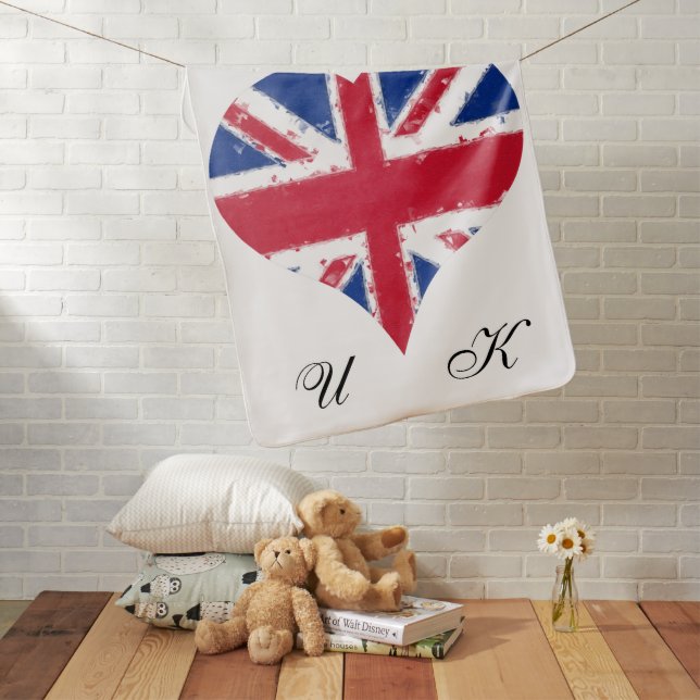 Baby Heart UK British Flag Great Britain Blanket (In Situ)