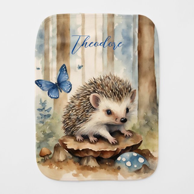 Baby Hedgehog Boy Burp Cloth (Front)
