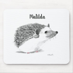 Baby hedgehog cute animal watercolor name mouse pad