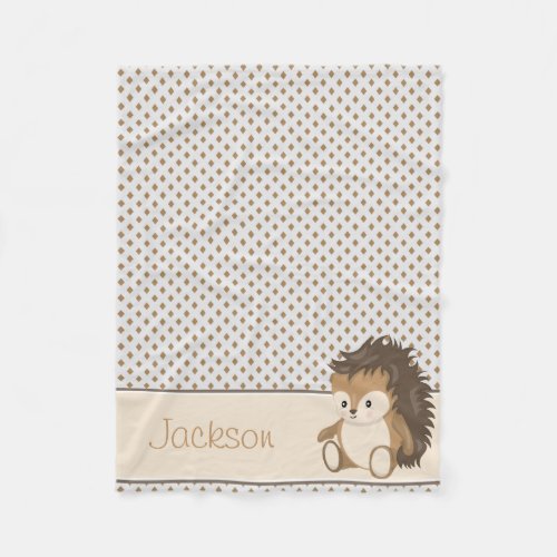 Baby Hedgehog  Diamonds Personalized Fleece Blanket