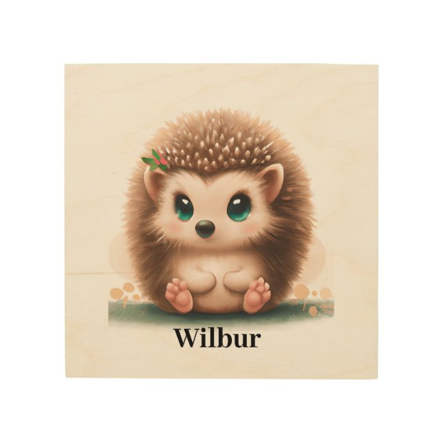 Baby hedgehog personalized wood print (Front)