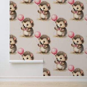 Baby Hedgehog Pink Balloon Wallpaper