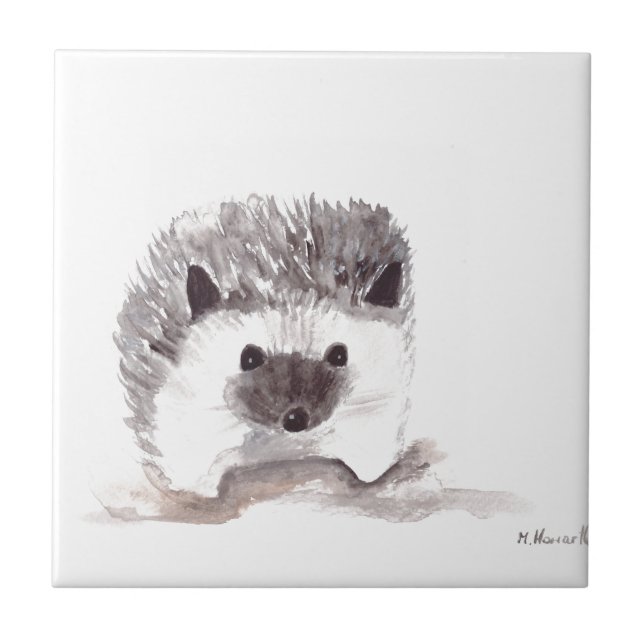 baby hedgehog rustic vintage kitchen ceramic tile (Front)