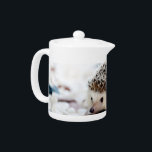 Baby Hedgehog Teapot<br><div class="desc">Sweet baby hedgehog walking on a white tile.</div>