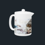 Baby Hedgehog Teapot<br><div class="desc">Sweet baby hedgehog walking on a white tile.</div>