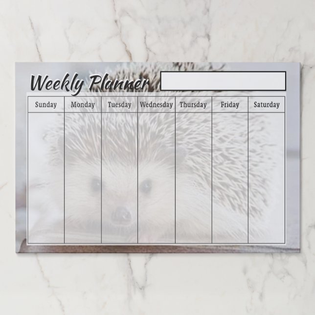 Baby hedgehog weekly planner sheets paper pad (Front)