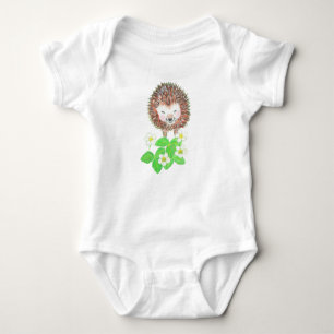 Baby Hedgehog & Wild Strawberry Flowers Bodysuit