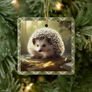 Baby Hedgehog Wildlife Portrait Personalized  Ceramic Ornament