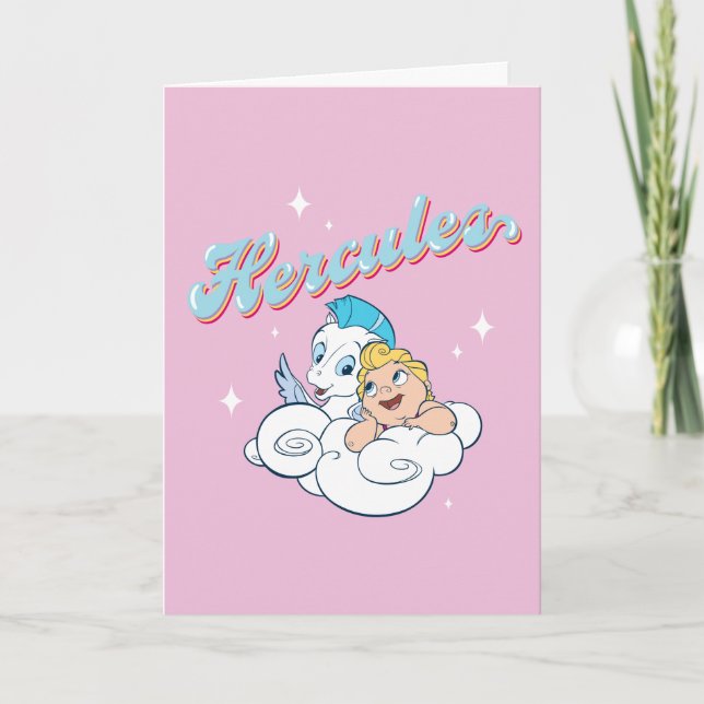 Baby Hercules and Pegasus on a Cloud Card (Front)
