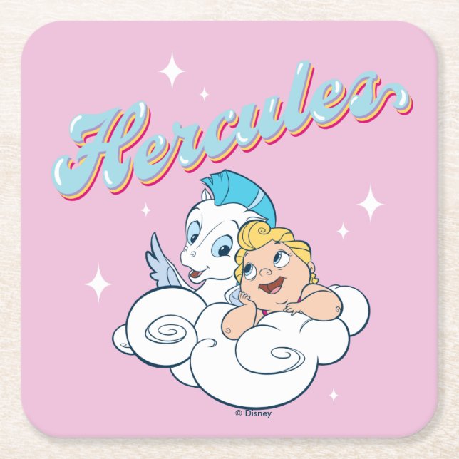 Baby Hercules and Pegasus on a Cloud Square Paper  Coaster (Front)