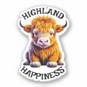 Baby Highland Cow Adorable Ai Art Sticker