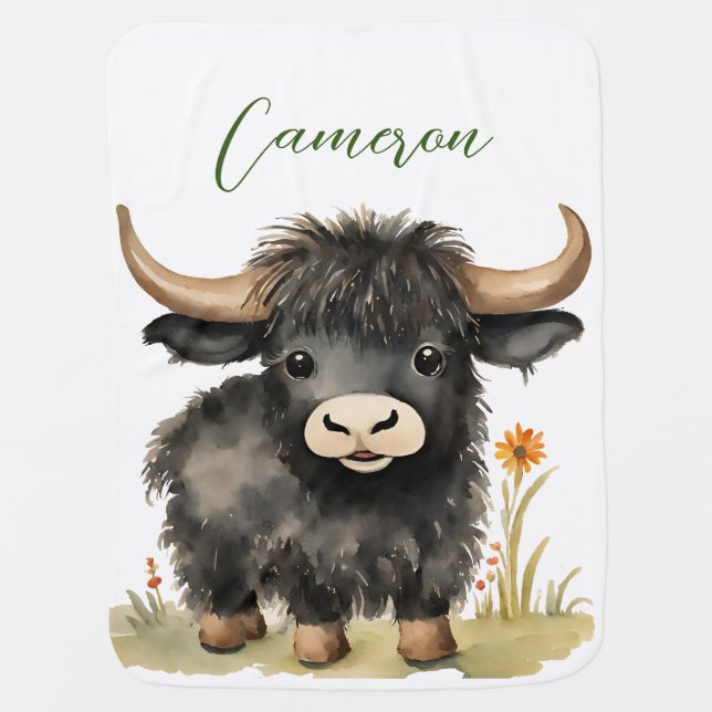 Baby Highland Cow  Baby Blanket (Front)
