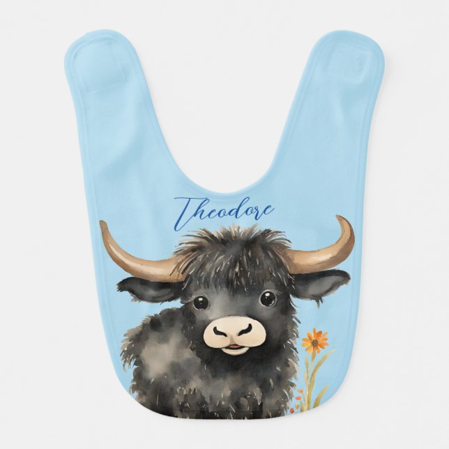 Baby Highland Cow Boy Bib (Front)
