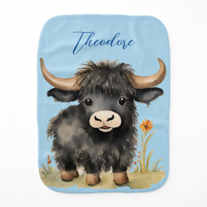 Baby Highland Cow Boy Burp Cloth