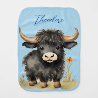 Baby Highland Cow Boy Burp Cloth