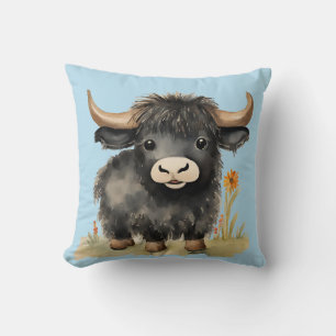 Baby Highland Cow Boys  Throw Pillow