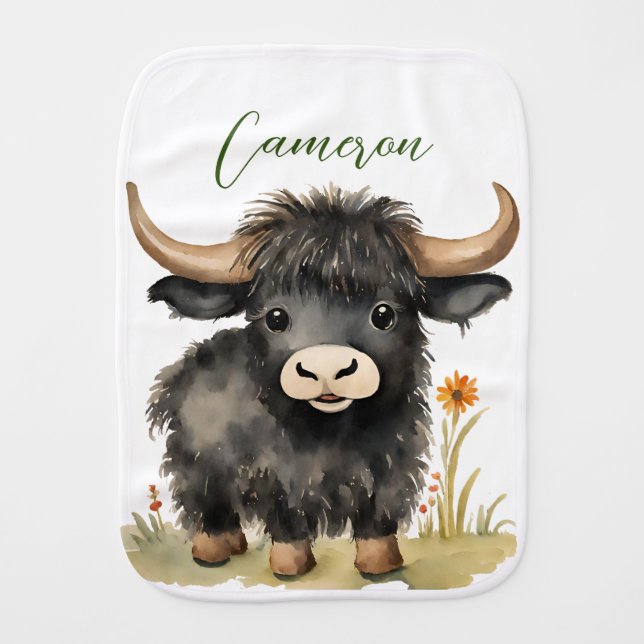 Baby Highland Cow  Burp Cloth (Front)