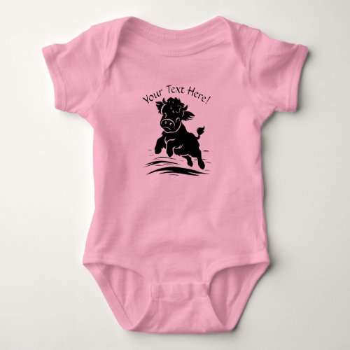 Baby Highland Cow Calf Personalized Edit Text Baby Bodysuit