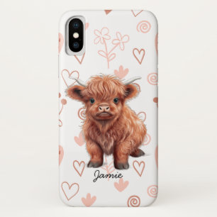 Baby Highland Cow Custom Name iPhone X Case