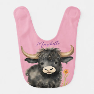 Baby Highland Cow Girl Bib