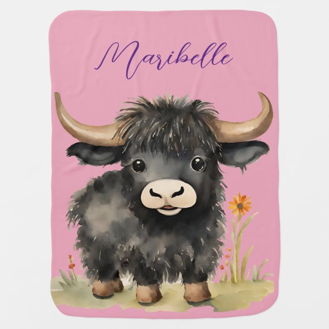 Baby Highland Cow Girl Blanket (Front)