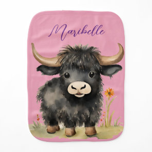 Baby Highland Cow Girl Burp Cloth