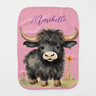 Baby Highland Cow Girl Burp Cloth