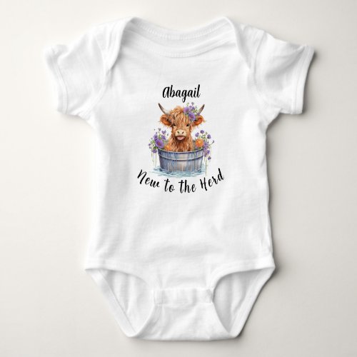 Baby Highland Cow New to the Herd Baby Bodysuit