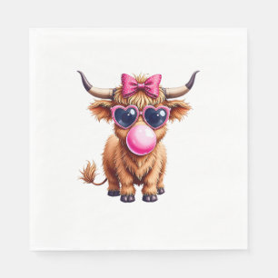 Baby Highland Cow With Sunglasses Valentine Scotti Napkins