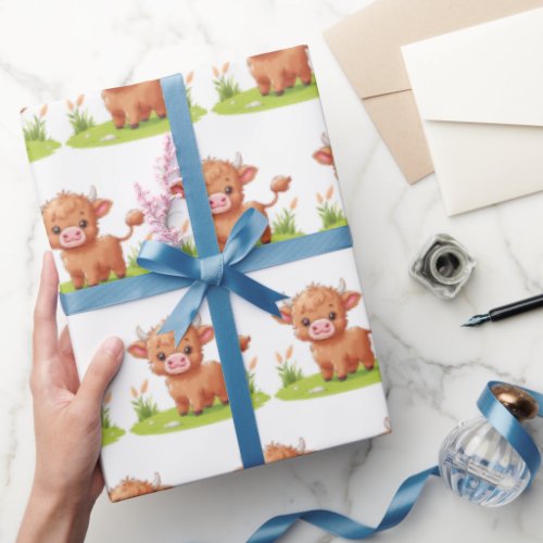 Baby Highland Cow Wrapping Paper