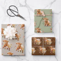 Baby Highland Cow Wrapping Paper Sheets