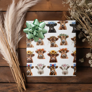 Baby Highland Cows Shower Birthday Wrapping Paper