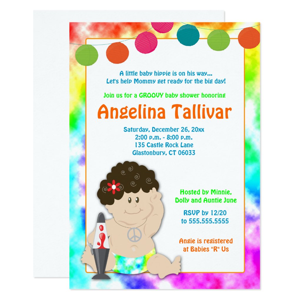 tie dye baby shower invitations